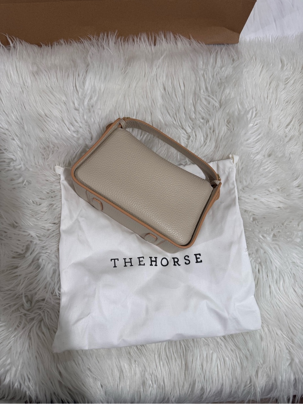 The Horse Beige and Tan Pebbled Leather Shoulder Bag